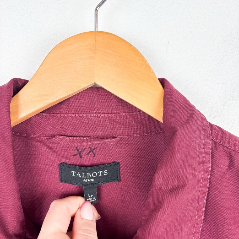 Talbots Women’s Red Twill Safari Jacket Sz Lp - Picture 6 of 8